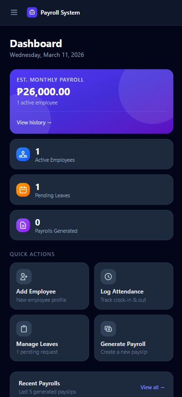 Dashboard Mobile