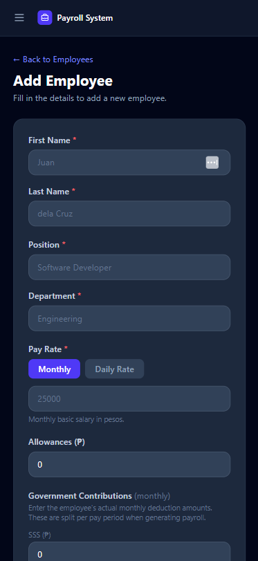 Add Employee Mobile