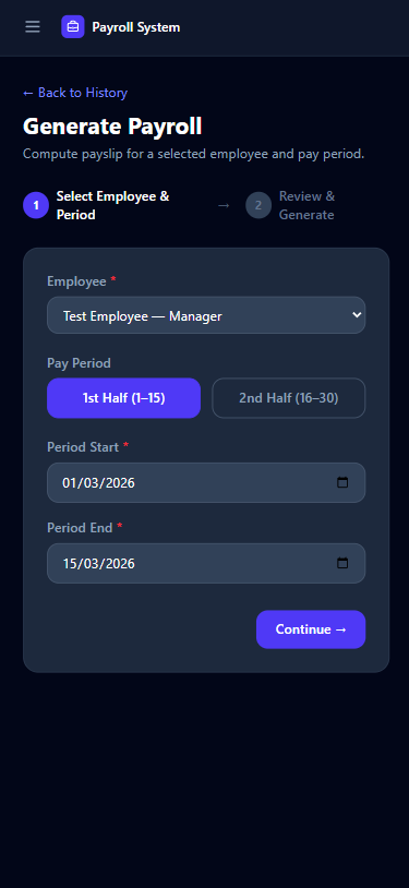 Generate Payroll Mobile